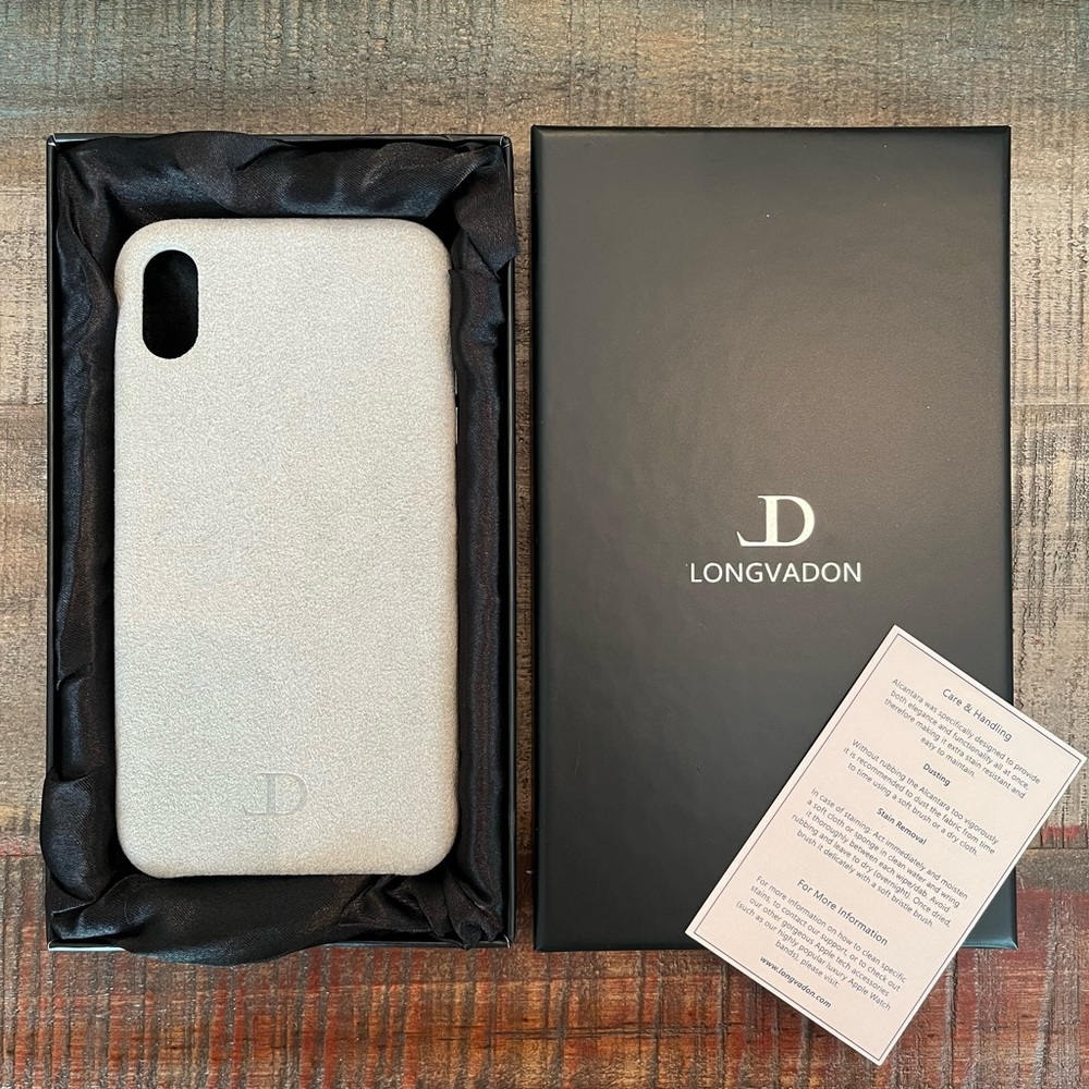LONGVADON Genuine Italian Alacantara iPhone XR CASE in WOLF GRAY!